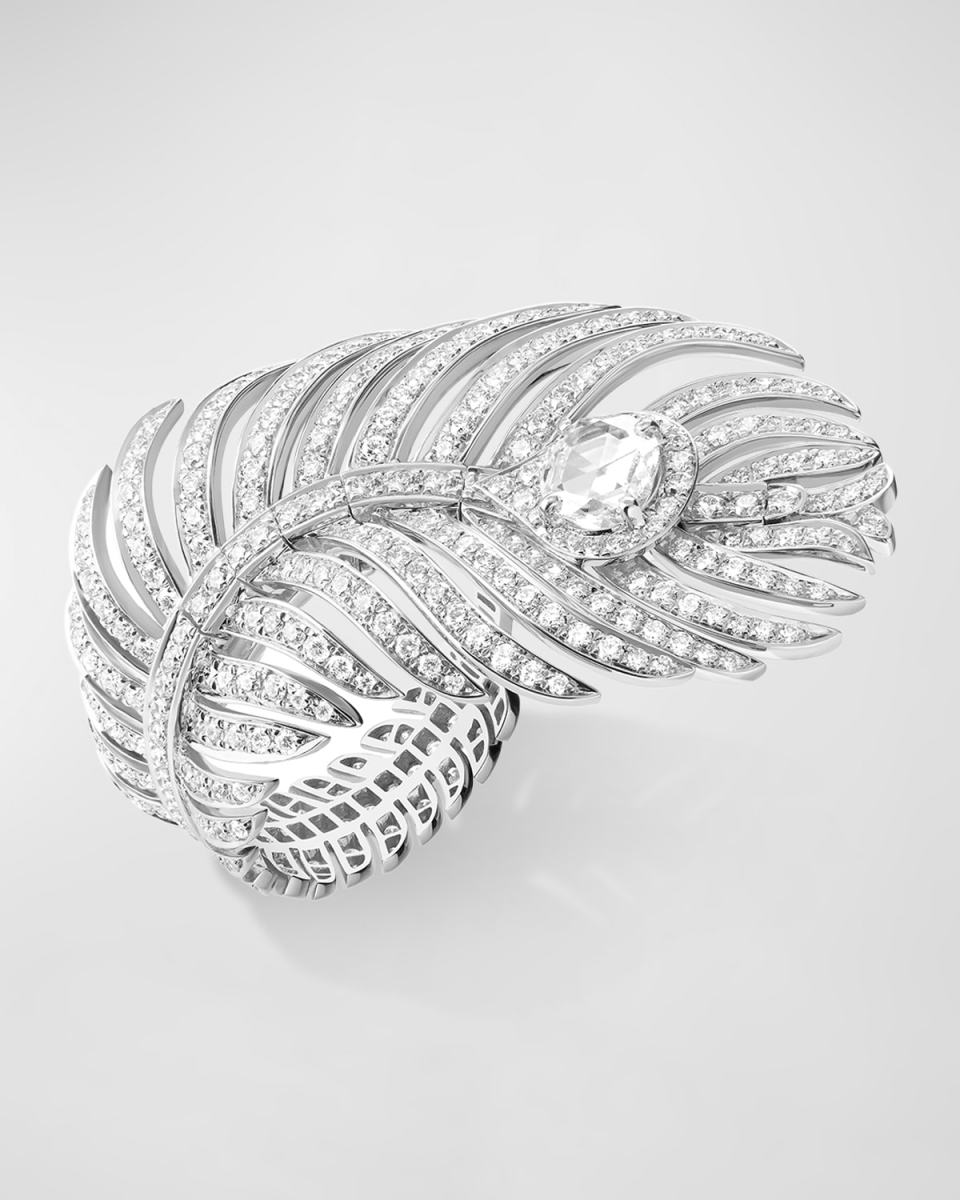 Plume de Paon 18K White Gold Diamond Ring, EU 53 / US 6.
